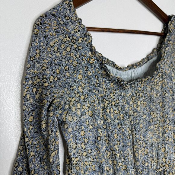 Anthropologie US 10 Boho Floral Smocked Dress Cottagecore Romantic Women's - Picture 2 of 7